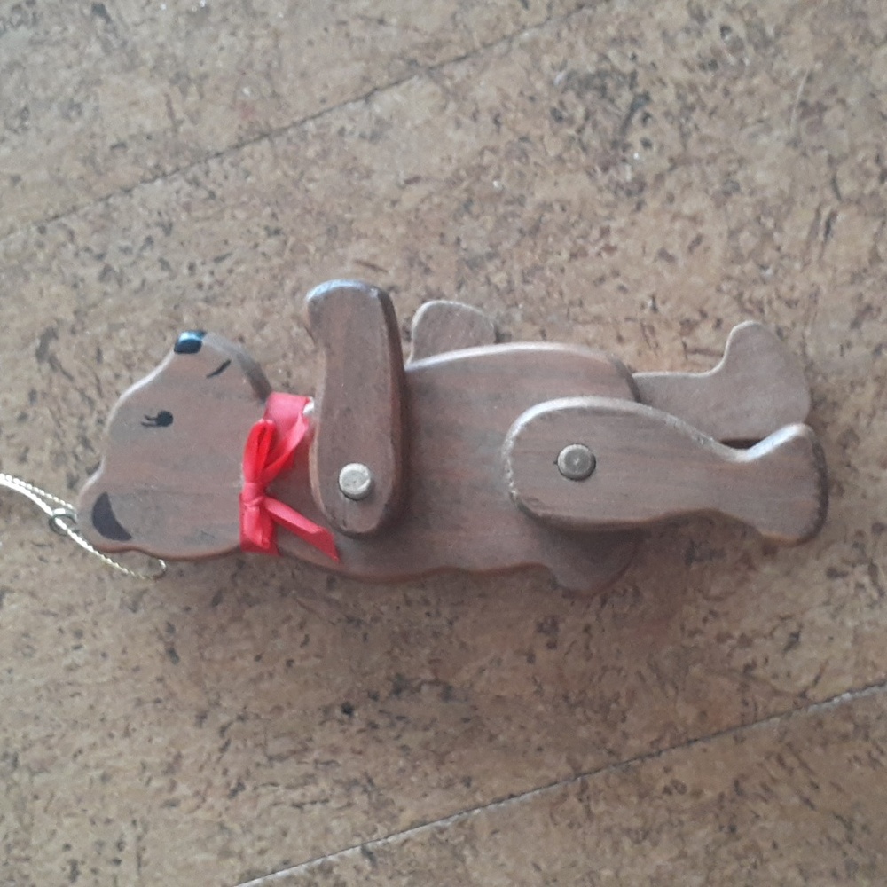 1985 Midwest Cannon Falls Jointed Teddy Bear Ornament.